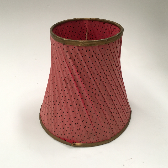 LAMPSHADE, 1950s (Small) Pink Black Polka Dot Ribbon